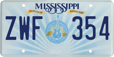 MS license plate ZWF354