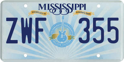 MS license plate ZWF355