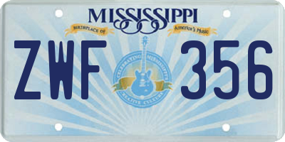 MS license plate ZWF356