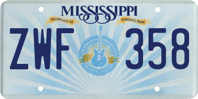 MS license plate ZWF358
