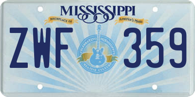 MS license plate ZWF359