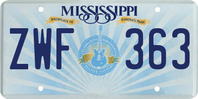 MS license plate ZWF363
