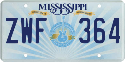 MS license plate ZWF364