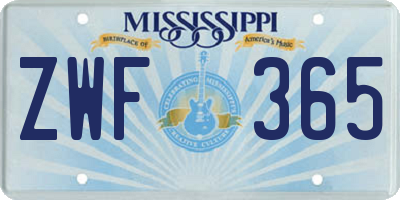 MS license plate ZWF365