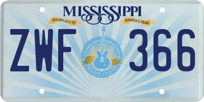 MS license plate ZWF366