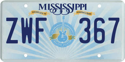 MS license plate ZWF367
