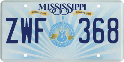 MS license plate ZWF368