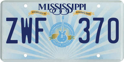 MS license plate ZWF370