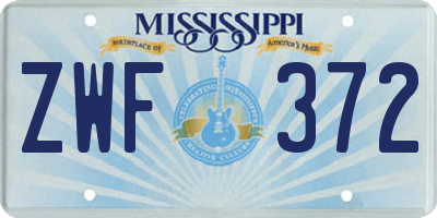 MS license plate ZWF372