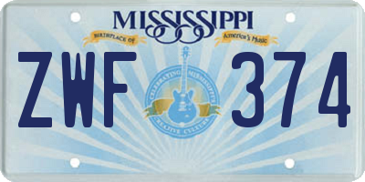 MS license plate ZWF374