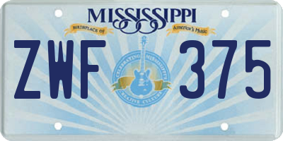 MS license plate ZWF375