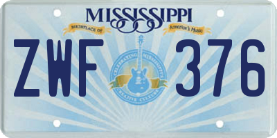 MS license plate ZWF376