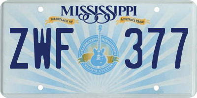 MS license plate ZWF377