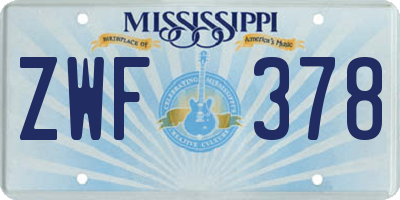 MS license plate ZWF378