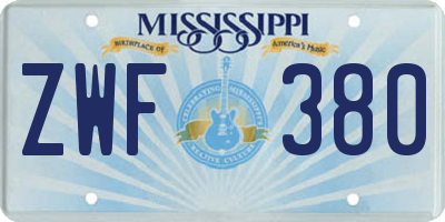 MS license plate ZWF380