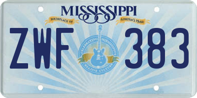 MS license plate ZWF383