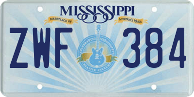 MS license plate ZWF384
