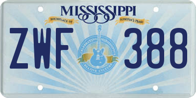 MS license plate ZWF388