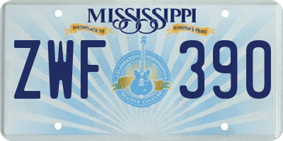 MS license plate ZWF390