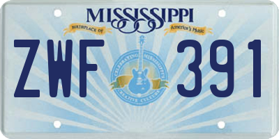 MS license plate ZWF391