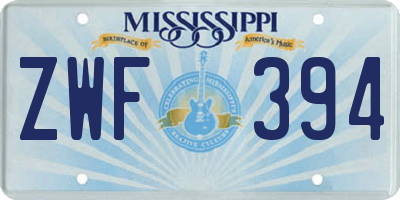 MS license plate ZWF394
