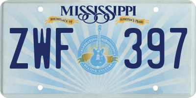 MS license plate ZWF397