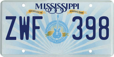 MS license plate ZWF398