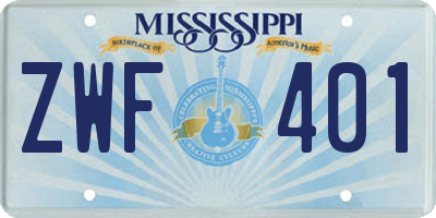 MS license plate ZWF401