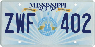 MS license plate ZWF402