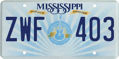MS license plate ZWF403