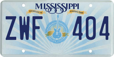 MS license plate ZWF404