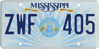 MS license plate ZWF405