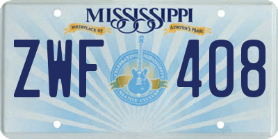 MS license plate ZWF408