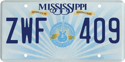 MS license plate ZWF409