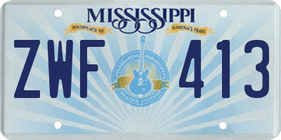 MS license plate ZWF413