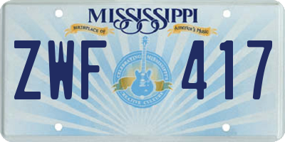 MS license plate ZWF417