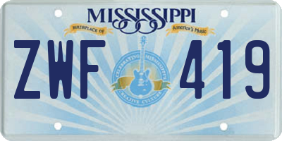 MS license plate ZWF419