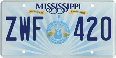 MS license plate ZWF420