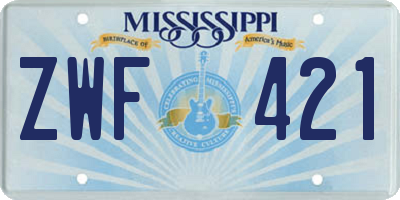 MS license plate ZWF421