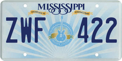 MS license plate ZWF422