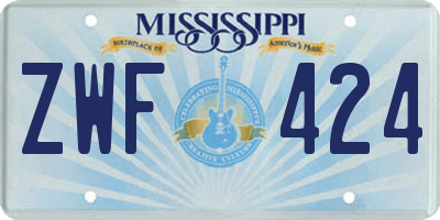 MS license plate ZWF424