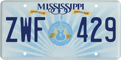 MS license plate ZWF429