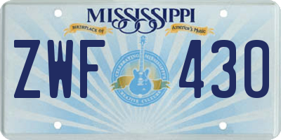 MS license plate ZWF430