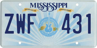 MS license plate ZWF431