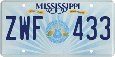 MS license plate ZWF433