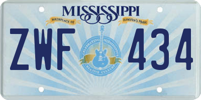 MS license plate ZWF434
