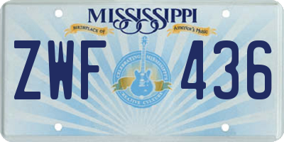 MS license plate ZWF436