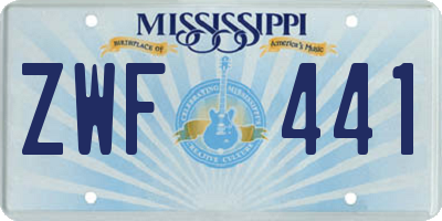 MS license plate ZWF441