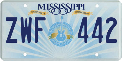MS license plate ZWF442