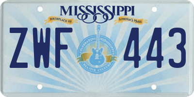 MS license plate ZWF443